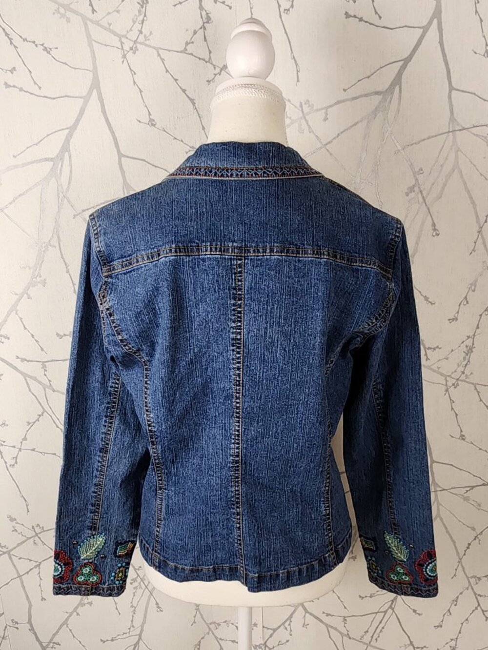 Ruby Rd Colorful Bohemian Embroidered Denim Blazer - Picture 4 of 7